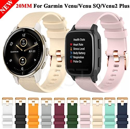Bneguv 20mm Smart Watchband Strap for Garmin Venu Sq Silicone