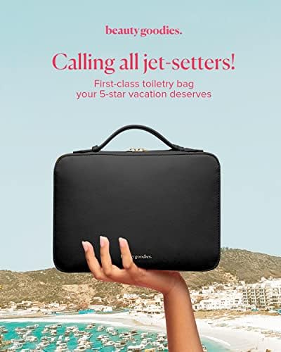 Bolsa de higiene pessoal preta para mulheres, bolsa de higiene pendurada em grandes viagens para mulheres, bolsas