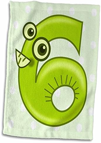 Impressão 3drose do número 6 verde limão em pontos verdes - toalhas