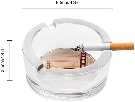 Golden Gate Bridge San Francisco Glass Ashtrays para cigarros e charutos Round Ash Bandeja de Caixa de Casa para Presente de Decoração de Desktop Table