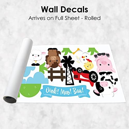 Big Dot of Happiness Farm Animals - Peel e Stick Nursery and Kids Room Vinil Wall Art Stickers - Decalques de parede - Conjunto de 20