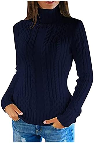 Suéter feminino de colarinho de colar de gola alta de colarinho de colarinho de colarinho alto