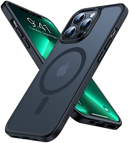 Torras Magnetic projetado para o iPhone 13 Pro Max Case, [Drop de grau militar testado] [Compatível com Magsafe] Caso de proteção translúcido translúcido de costas translúcidas à prova de choque para iPhone 13 Pro Max, preto