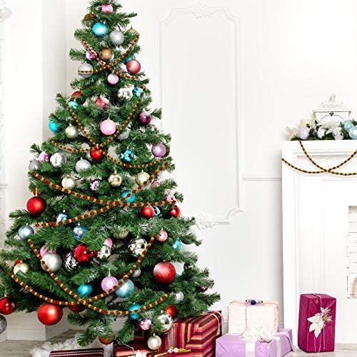 Garland de grãos de Natal de 16 pés Garland em árvore de Natal Glitter Greads Red e verde Garland Plástico Decorativo Roll para