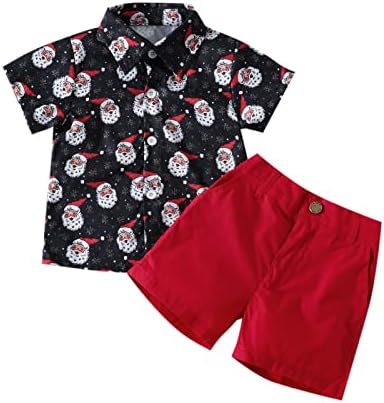 Fiomva Toddler Baby Boy Roupet Roupa de Natal de Manga Camisa Camisa Top Bermuda 2PCS Conjunto de Roupas de Cavalheiro