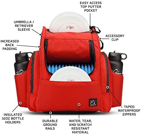 Prodigy Disc BP-2 V3 Backpack de golfe do disco | Saco de golfe Frisbee com 26+ Capacidade do disco mais armazenamento extra | Mochila de bolsa de golfe de disco de qualidade profissional | Lágrima e resistente à água | Grande bolsa de golfe em disco