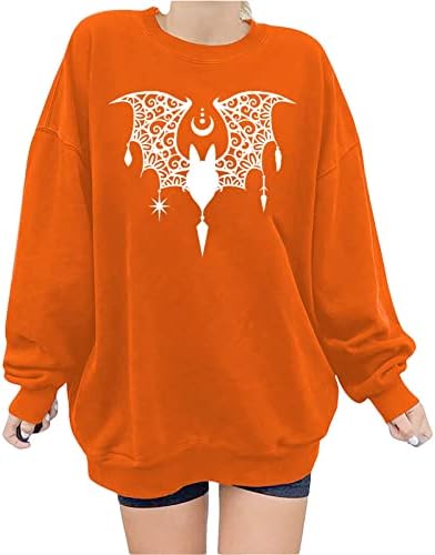 Moda feminina Halloween Impresso a blusa longa de manga comprida Roul Roult Casual Tops Casual Sweatershirt Pullover Top Sweater