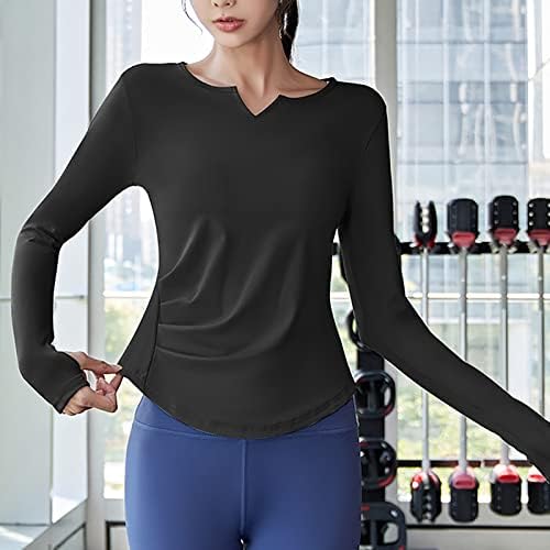 Lady Fall Summer Tam camiseta de manga comprida 2023 V pescoço dupe slim túnica esportiva Blusa atlética camiseta camisola para feminino