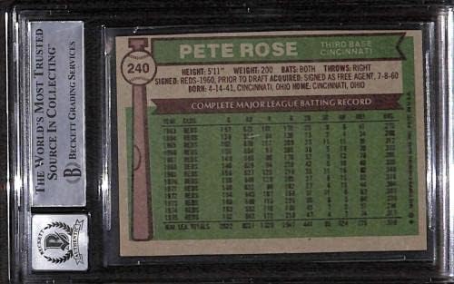 #240 Pete Rose - 1976 Topps Baseball Cards classificados BGS Auto 10 - Cartões autografados de beisebol cortados