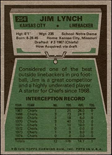 1975 Topps # 254 Jim Lynch Kansas City Chiefs VG/ex Chiefs Notre Dame