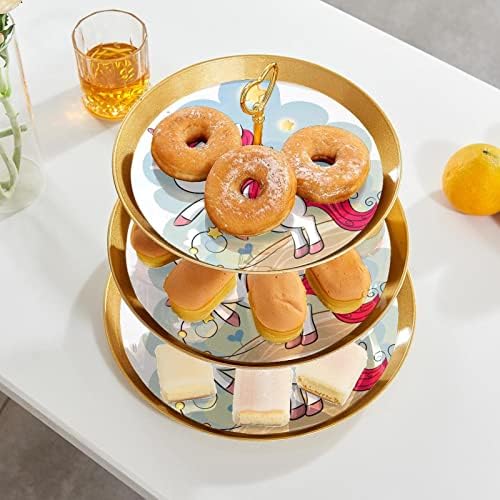 Stands de bolo Conjunto de 3, cômodos cômicos de bolo de bolo de bolo de tabela de mesa de sobremesa Stand para celebração do chá de bebê de casamento