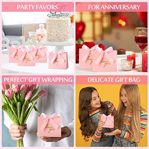 80 peças rosa pequeno agradecimento bolsa de papel papel feste saco de favor sacos de favor de casamento sacos de guloseimas