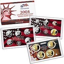 2008 - Gem Silver Proof - U.S. Proof Set - incluindo 5 quartos e 4 dólares presidenciais
