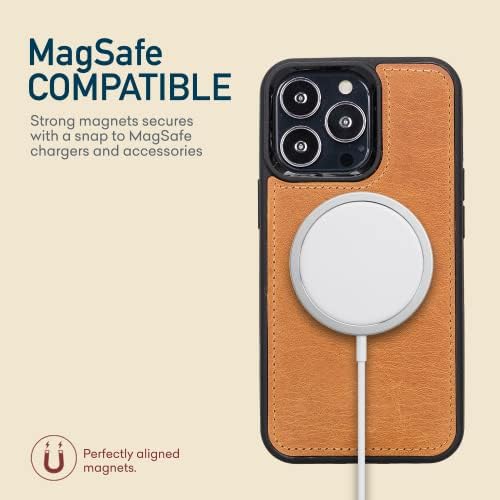 Caixa de Bayelon para iPhone 13 Pro Max, capa de carteira de couro de grãos cheios, [2in1], capa magnética destacável com slots de cartão, kickstand, Magsafe compatível
