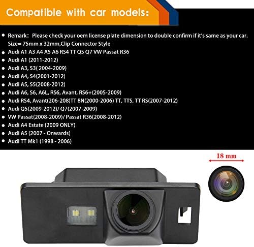 HD 1280x720p Reversão da câmera traseira Câmera de backup Visão noturna à prova d'água para Audi A3 8p 8V S3 A4 B6 B7 B8 S4 A6 C6