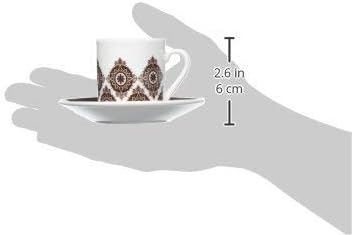 Artisano projeta o conjunto de pires de 2 xícara de café marroquino de café expresso, marrom branco