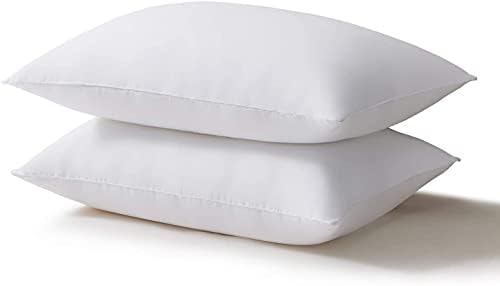 Almofadas de cama ACANVA para dormir 2 pacote, alternativa de microfibra cheia de capa natural, amigável à pele, macia e solidário para dormentes laterais, padrão, contagem branca de 2 2 contagens