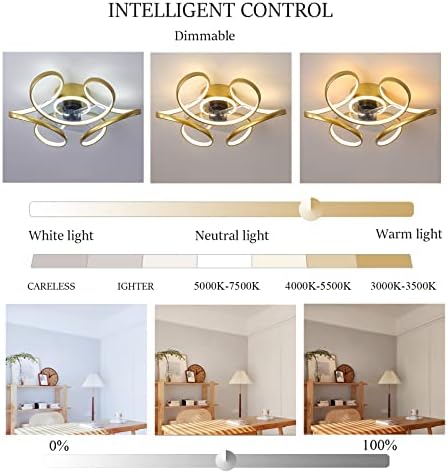 Lustre de Zeelyde, ventiladores de teto de design com luzes e controle remoto de aplicativos, ventiladores de teto com led de LED silencioso