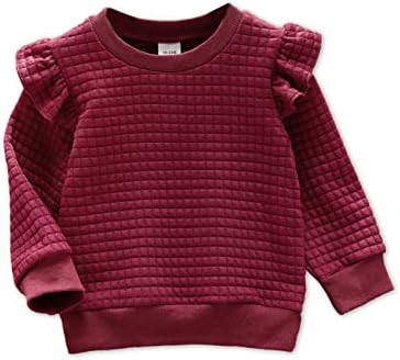 Patpat Toddler Girl Sweetshirts Pullover Crewneck camisas outono de inverno de luva longa com tops 18m-6t