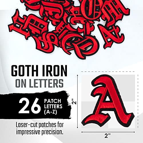 Ferro gótico de Snikke em letras para roupas - A -Z - 26 remendos de cartas do time do colégio - Ferro gótico em remendos para
