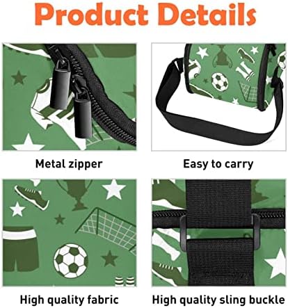 Futebol verde vários símbolos lancheiros lanchonetes reutilizáveis ​​lancheira grande lancheira vertical com alça de ombro ajustável