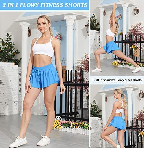 Royal Matrix 1 pacote de shorts fluidos para mulheres esportes atléticos com shorts internos shorts de borboleta para corrida, ioga e golfe