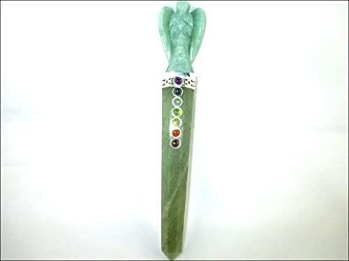 Jet Green Aventurine Angel Chakra Wand Stick Aprox. 5-5,5 polegadas Energizadas Energizadas Chega Programada Programada