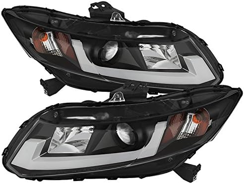 Spyder 5076519 Honda Civic 2012-2014 Faróis do projetor - Barra de luz DRL - Black - High H1 - Baixo H1