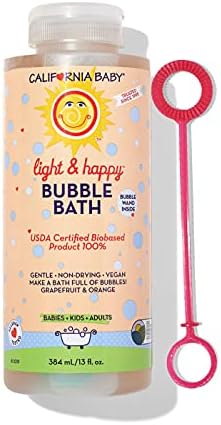Banhos de espuma para bebês da Califórnia - sem lágrimas, óleos essenciais puros para banho, banheiras de hidromassagem ou uso de spa, baseado em plantas - certificado USDA, leve e feliz, 13oz