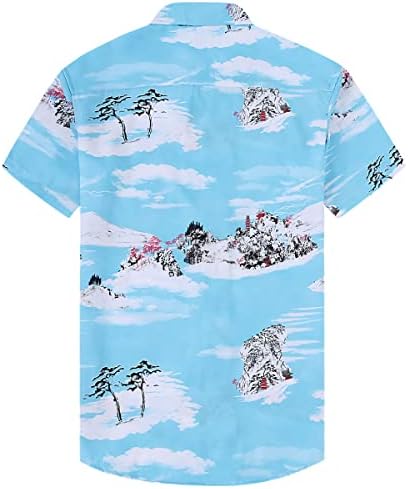 Camisa impressa havaiana para homens-Tropical Sleeve de manga curta Button-down Aloha camisa