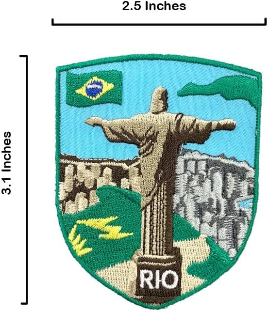 A-One 2 PCS Pack-Rio de Janeiro Applique+Brasil Flag Lapela Pin, patch patriótico, remendo de referência, pino de metal de qualidade, acessórios decorativos para camisas de bolsas, patch vintage No.409p