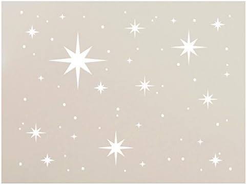 Twinkle Stars Starncil por Studior12 | Divertido elegante | Modelo Mylar reutilizável | Pintura, giz, mídia mista | Use para decoração de casa e berçário DIY | Selecione o tamanho