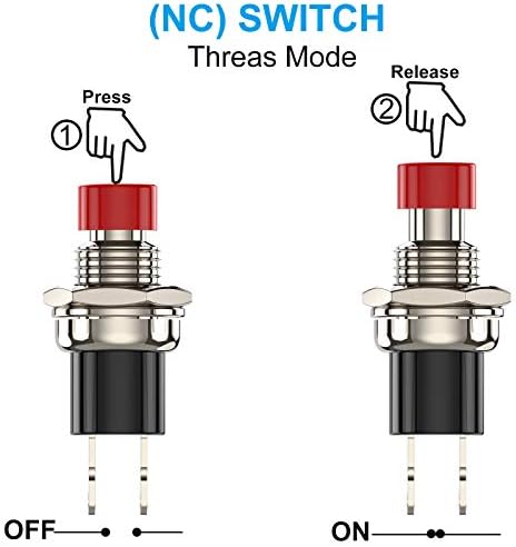 Interruptor de botão de pressão momentâneo diyhz, 1a 250vac spst mini switches de botão