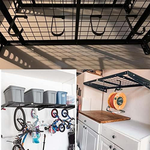 Acessório de gancho de armazenamento adicional para rack de teto e prateleiras de parede, ganchos de rack de armazenamento de garagem aérea, ganchos de bicicleta pendurada pesada