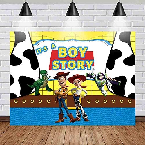 Garoto Toy Story Photophop Photography It é um tema de menino tema de madeira de madeira papel de parede de fundo de fundo decoração de festa de bebê bandeira de chá de bebê adereços de estúdio adereços
