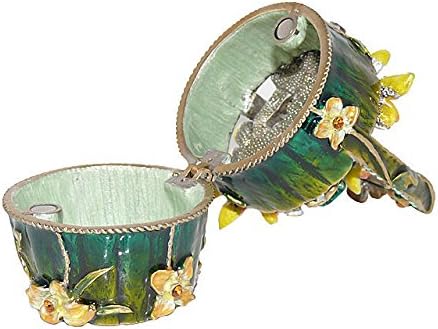 Bucket floral verde cristalizou a caixa de joalheria de bugigangas colecionáveis ​​antigas colecionáveis