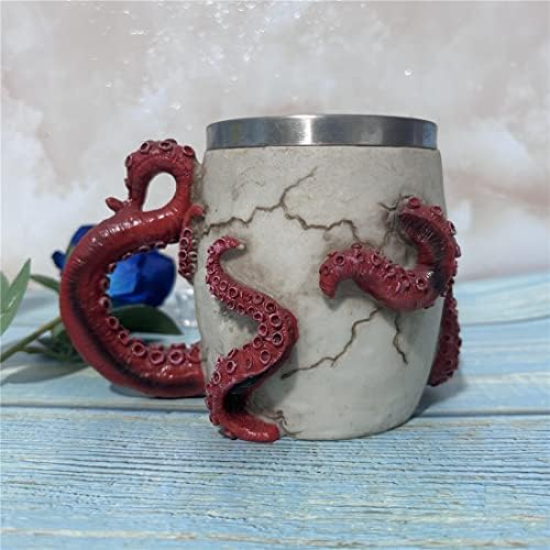 Toukerouq Medieval Octopus Skull Beer Caneca, Kraken Tentacle Handle Skull Beer Tankard, Squeleto de horror Viking