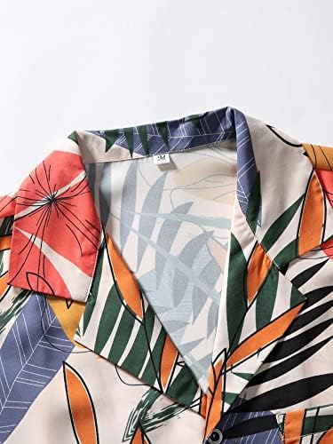 OyoAngeL para impressão tropical floral masculina roupas de 2 peças de manga curta camisas de lapela e shorts de cintura de cordão