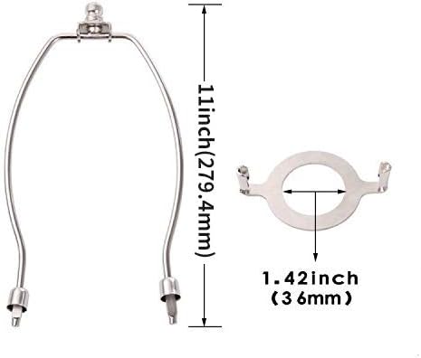 Peças da lâmpada, suporte de harpa de 11 e 26 Finial Finial Converter Finial, 11 polegadas de altura 1-7/16 I.D, peças destacáveis ​​níquel polido níquel