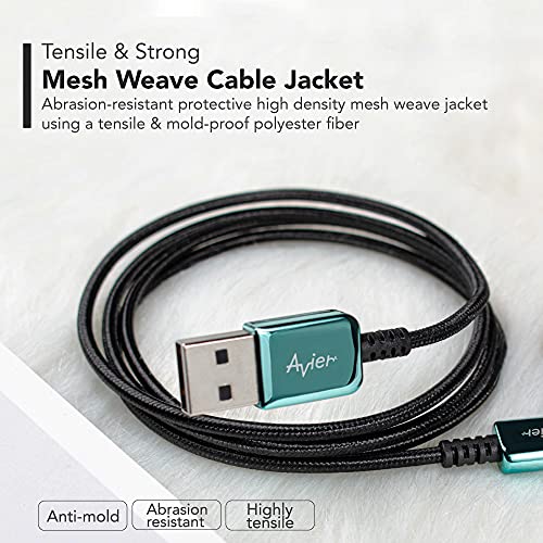 Avier Classic, 3/6ft, USB A To Lightning Cable [2-Pack], MFI certificado para carregadores de iPhone, iPhone SE/XS/XS Max/Xr/X/8