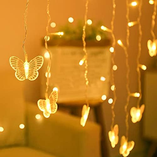Luz de cortina de cortina de borboleta para a luz de borboleta 15 pés 120 Luzes de corda de borboleta de borboleta 8