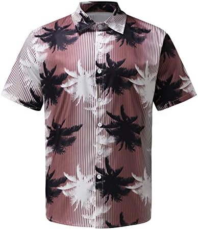 Zdfer folhas masculinas Camisas casuais de flores para baixo de manga curta Camisa havaiana de verão Casual de férias de camisa de praia Tops