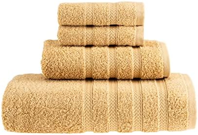 Toalhas turcas decorativas de Halley, 4 peças - tecido altamente absorvente e resistente ao desbotamento, algodão - 1 toalhas de banho, 1 toalhas de mão, 2 panos - amarelo
