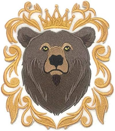 A natureza tecida em fios, incrível reino animal [barroco de urso] [personalizado e exclusivo] Ferro bordado/patch de costura [6.72 *7.81] [Feito nos EUA]