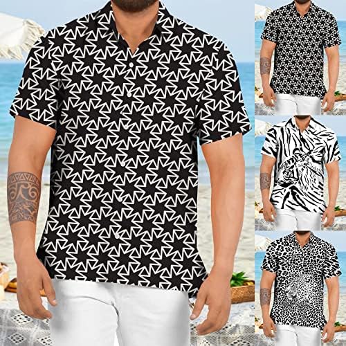 Camisas de verão de Ubst Mens botão de manga curta no topo da camisa havaiana de impressão gráfica FIT ALOHA ALOHA