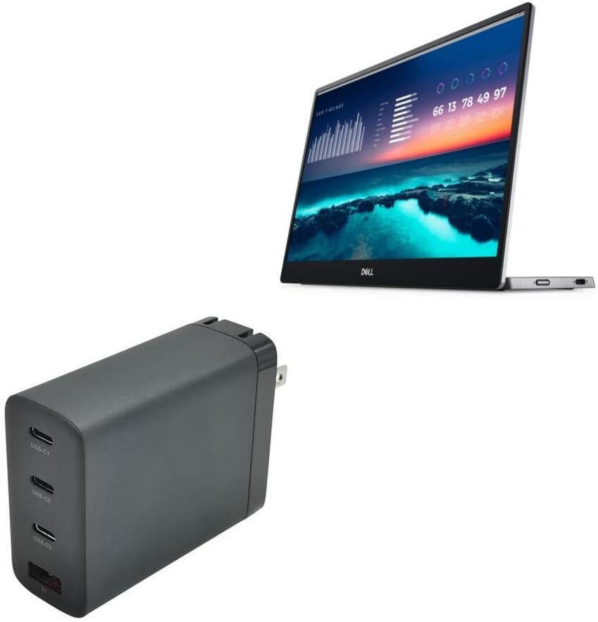 Charger de ondas de caixa compatível com Dell 14 Monitor portátil - carregador de parede PD Gancharge, 100w Tiny PD Gan Type -C e carregador