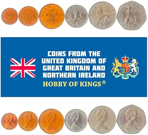 8 moedas do Reino Unido | Coleção de conjuntos de moedas britânicas 1 Farthing Meia 1 3 6 Pence 1 xelim 1 Florin Half Crown | Circulou