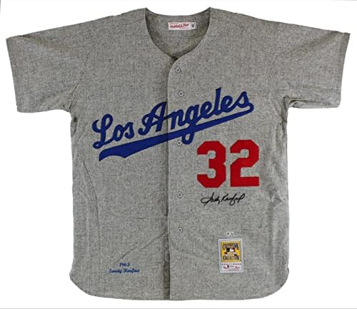 Dodgers Sandy Koufax assinou Grey Mitchell e Ness Jersey Auto classificado 9! BAS & MLB - camisas MLB autografadas