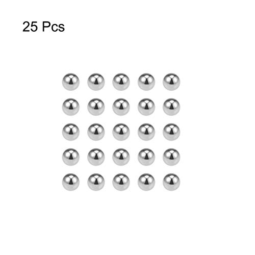 Bolas de precisão de uxcell 6,5 mm de aço cromado sólido G10 para rolamento de esferas Roda de chaveiro 25pcs
