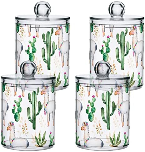 Cactus llama alpaca cotonete cotocolador recipientes de banheiros frascos com tampas conjuntos de algodão barra redonda jarra para cotonetes